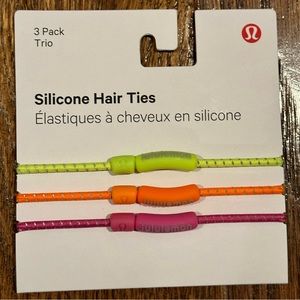Lululemon silicone hair ties 3 packs highlight yellow, orange, and pink